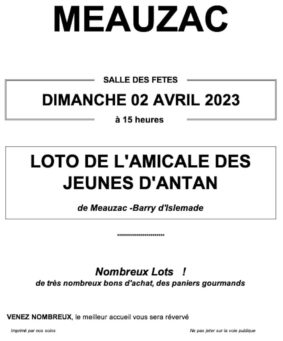 Loto de l'amicale des jeunes d'antan de Meauzac et Barry d'Islemade #Meauzac